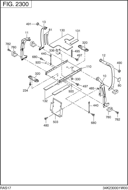 Base,frame Group Diagram and Parts List for RAS17018011 R1700i Subaru Generator