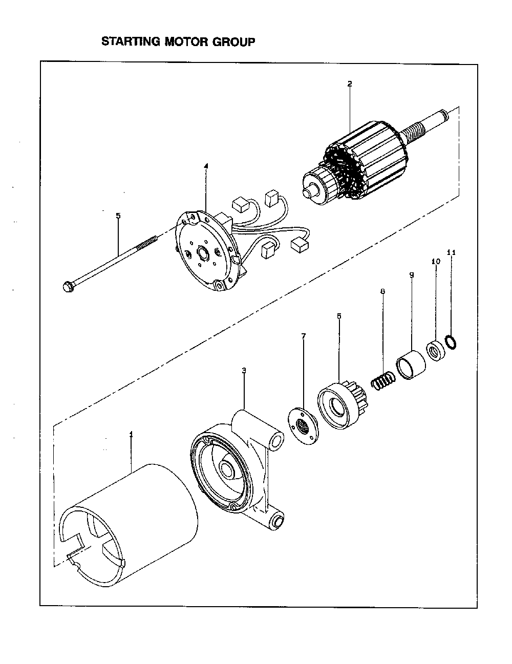 Starting motor group Diagram and Parts List for EH63  Subaru Engine