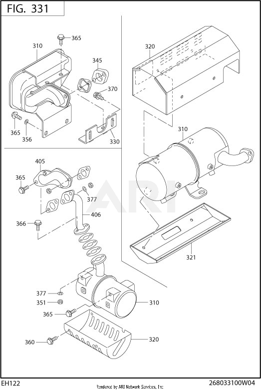 331 Intake And Exhaust Diagram and Parts List for EH122D46530  Subaru Engine