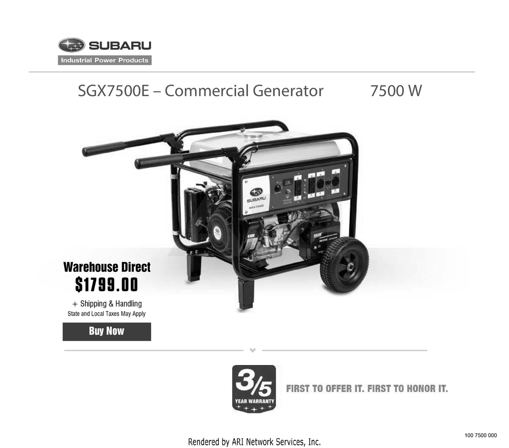 >click Here To Purchase Generator Sgx7500e / Rgh75053500 Diagram and Parts List for SGX7500E  Subaru Generator
