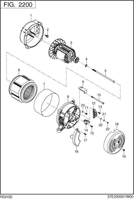 Generator Diagram and Parts List for RGH35052000 RGH3500 Subaru Generator