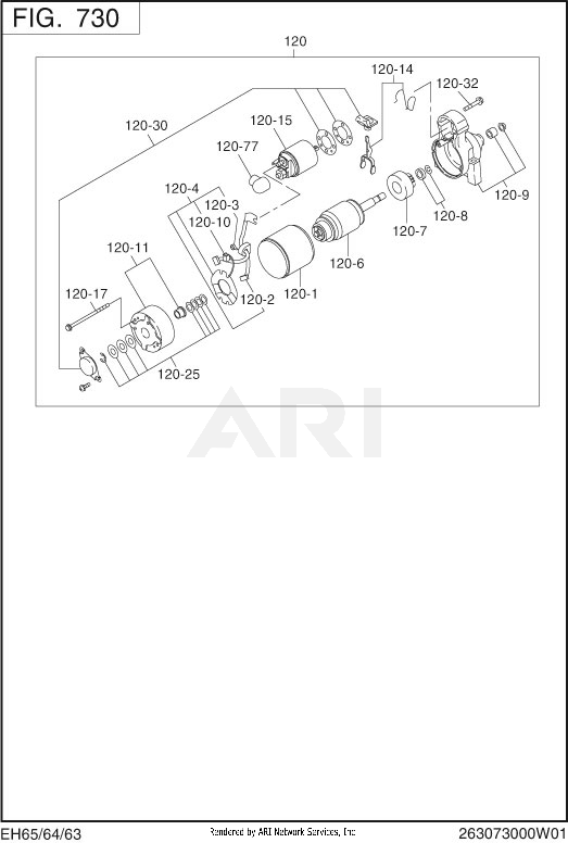 730 Electric Device Diagram and Parts List for EH650DB4221  Subaru Engine