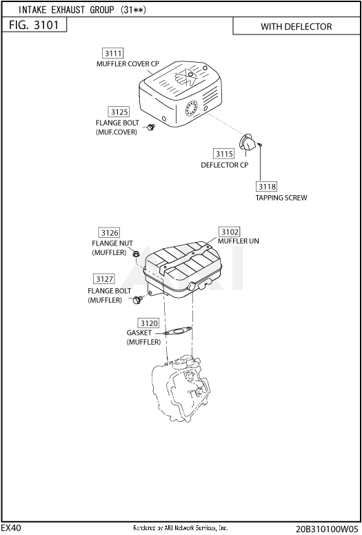 310 Intake And Exhaust Diagram and Parts List for EX400SE5021  Subaru Engine