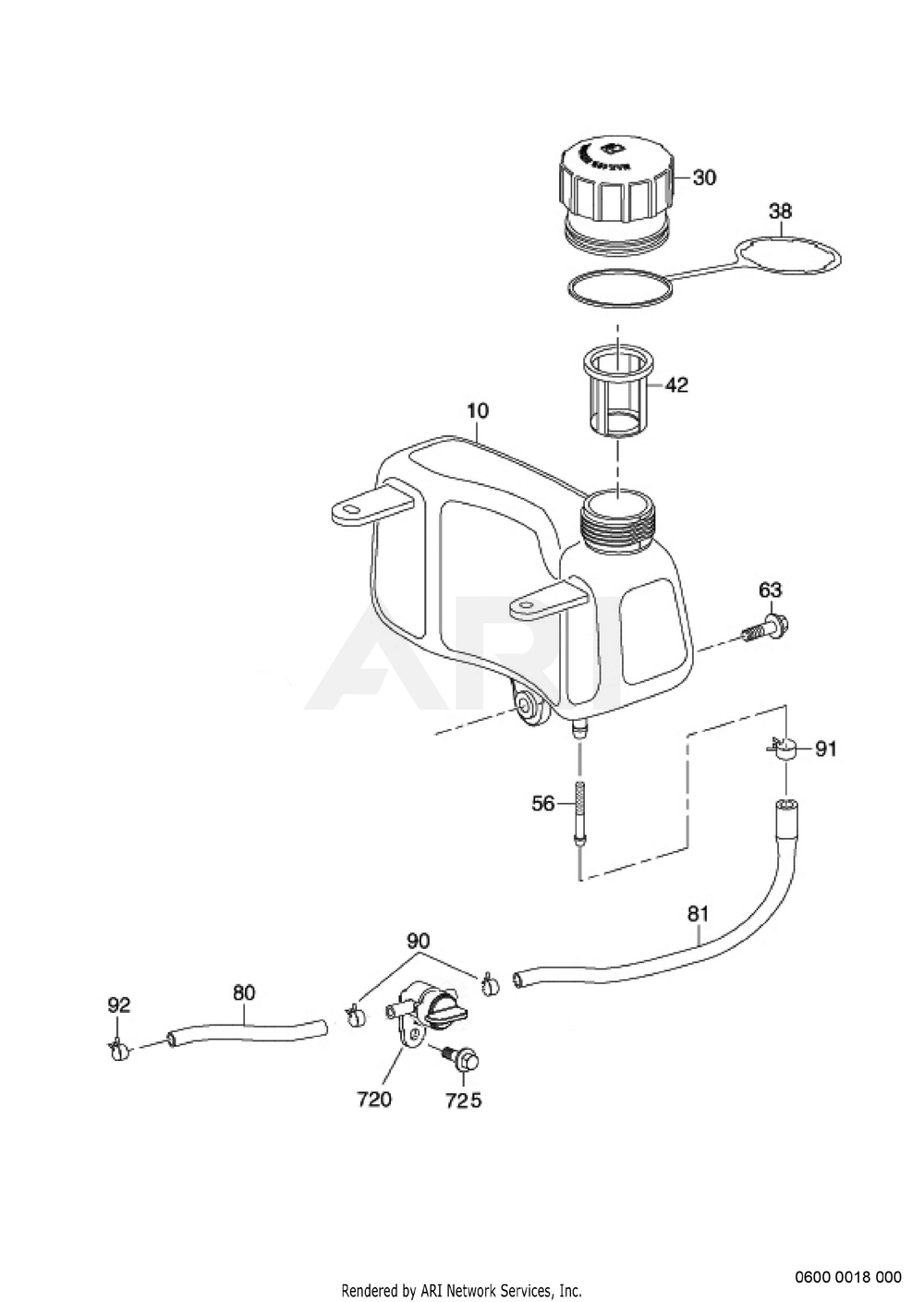 600 Fuel System Diagram and Parts List for EA175VS7501  Subaru Engine