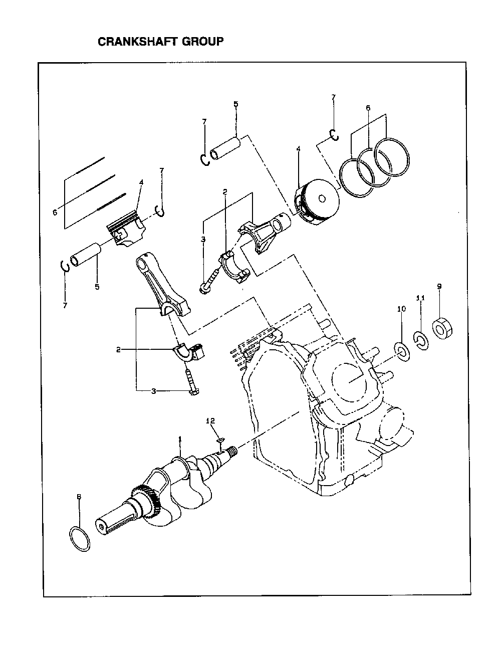 Crankshaft group Diagram and Parts List for EH63  Subaru Engine