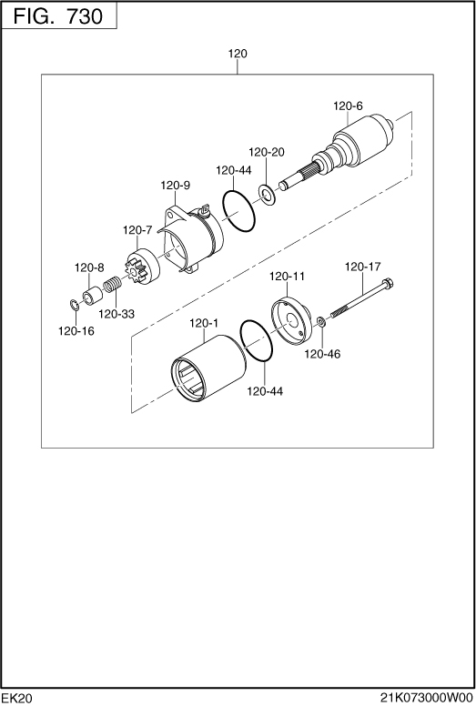 Electric Device Group Diagram and Parts List for EK200BS0010 EK200 Subaru Engine