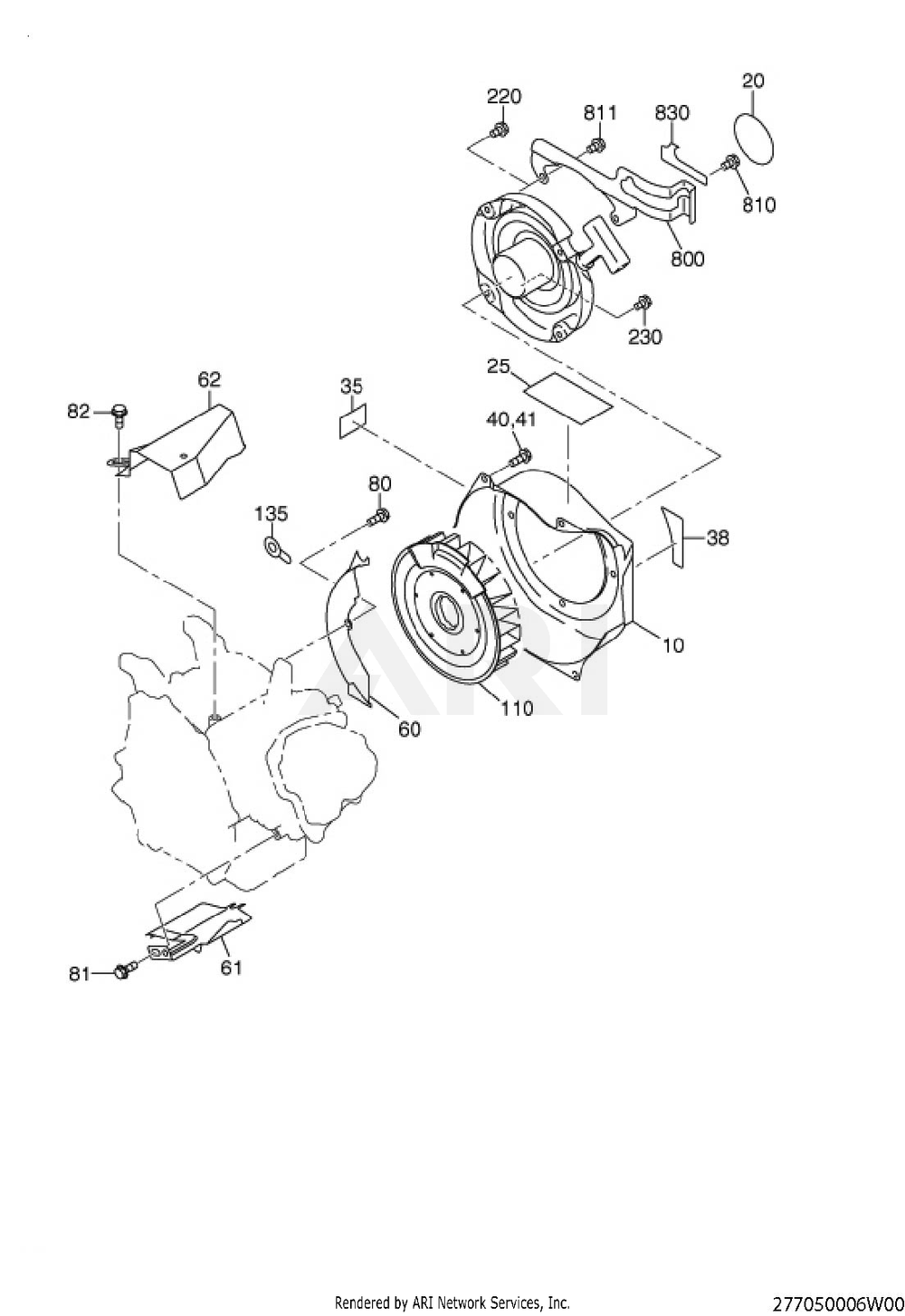 500 Cooling And Starting Diagram and Parts List for EX170DT1042  Subaru Engine