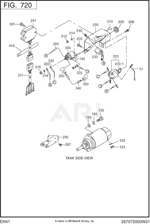 720 Electric Device Diagram and Parts List for EH410YS0814  Subaru Engine