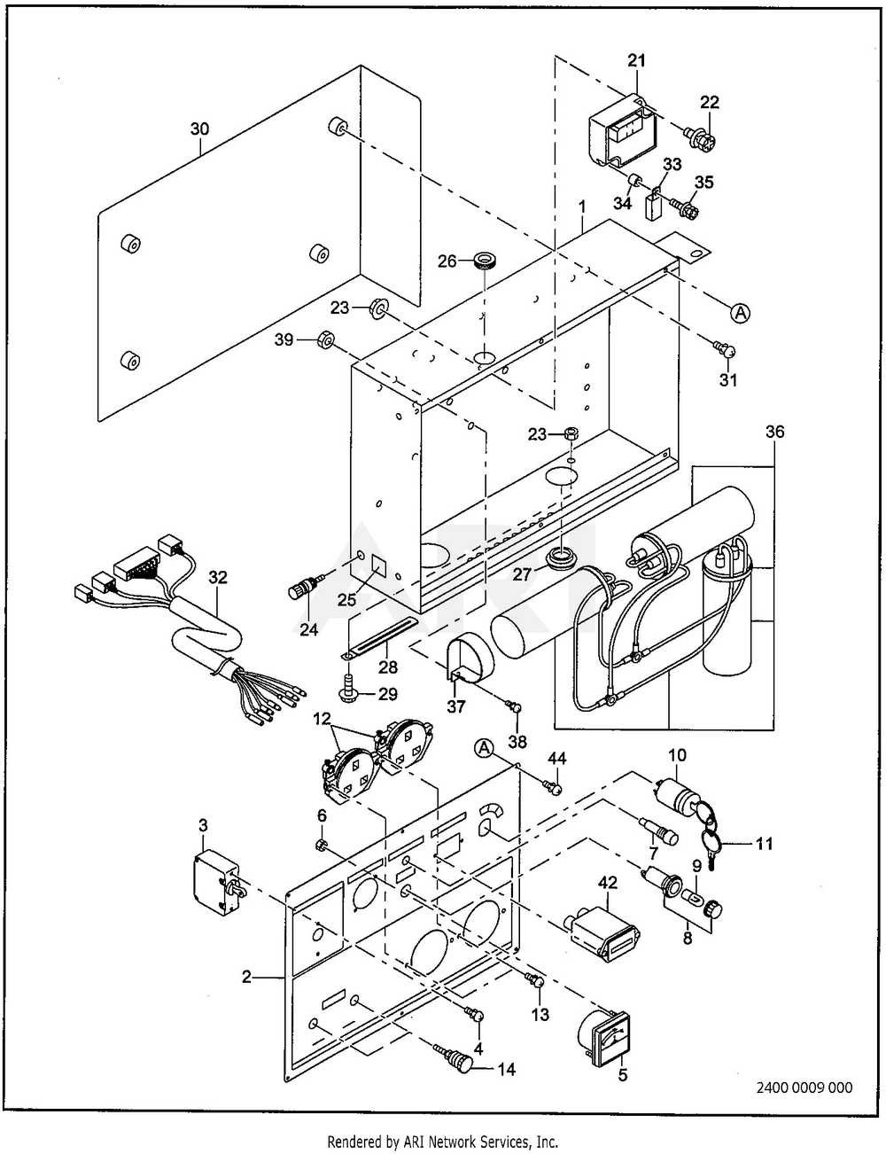 2400 Control Bf Receptacle Diagram and Parts List for RGV10K36040  Subaru Generator