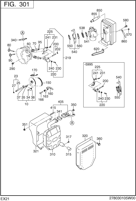 Intake Exhaust Diagram and Parts List for EX210D20246 EX210 Subaru Engine