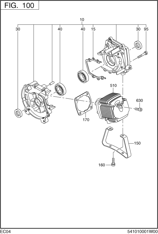 Crankcase Diagram and Parts List for EC04EAX0520 EC04E Subaru Engine