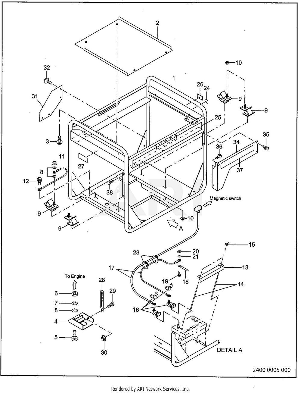 2300 Base And Frame Diagram and Parts List for RGV10K77010  Subaru Generator