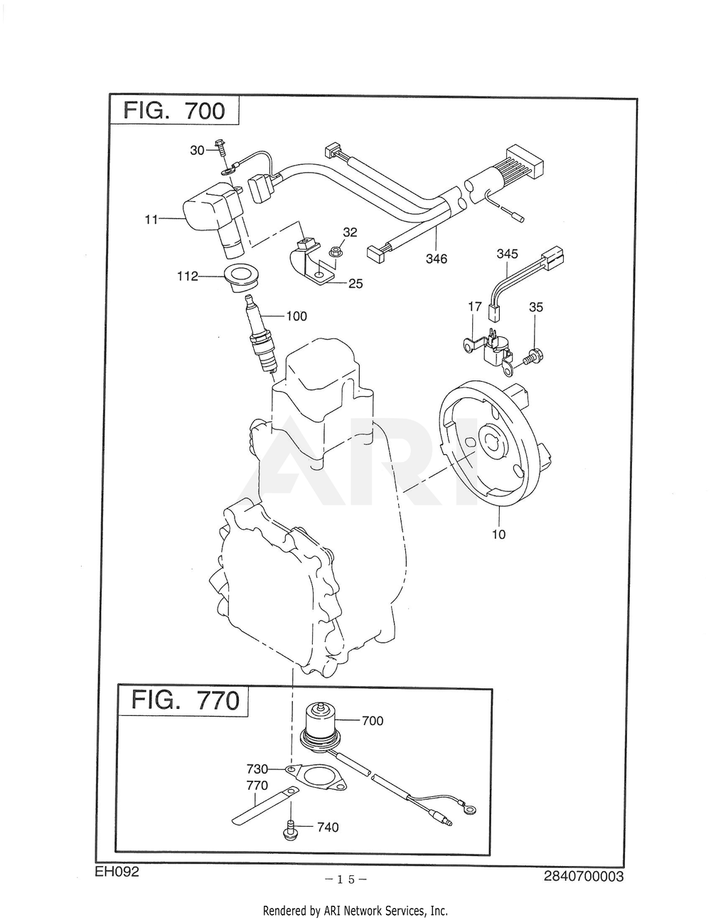 700 Electric Device Diagram and Parts List for RAS17017010  Subaru Generator