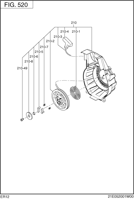 Cooling,starting Group Diagram and Parts List for ER120D41000 ER120 Subaru Engine