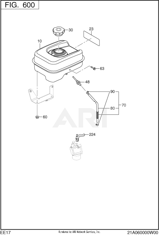 600 Fuel And Lubricant Diagram and Parts List for EE170DST010  Subaru Engine