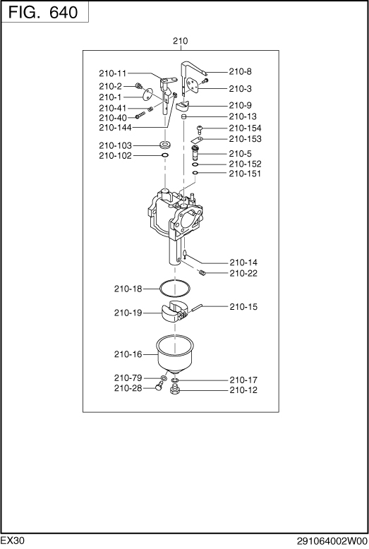 Fuel Lubricant Diagram and Parts List for EX300DM2010 EX300 Subaru Engine