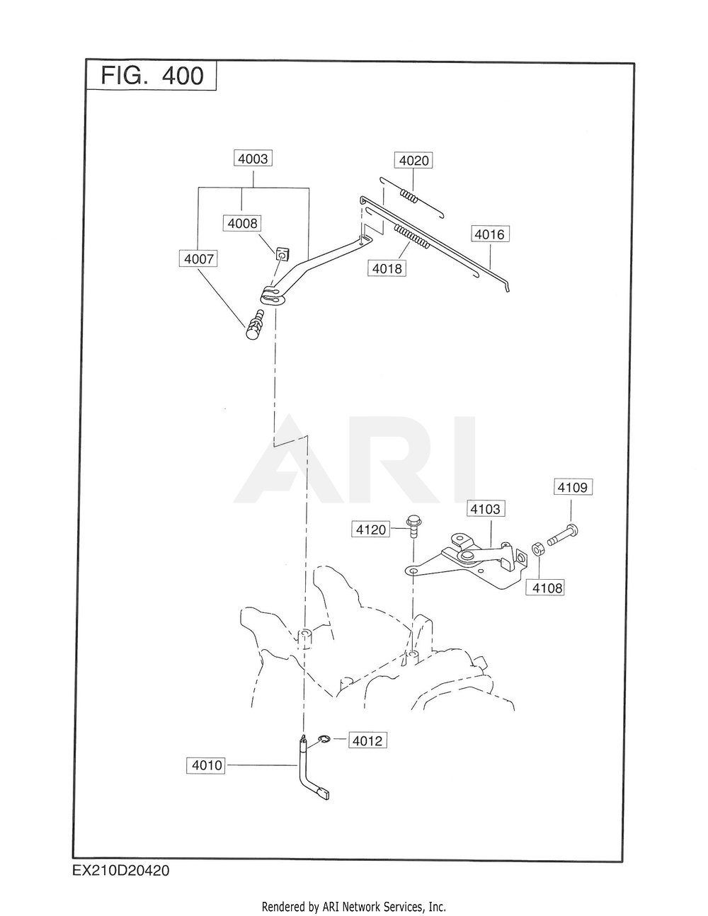 400 Governor Diagram and Parts List for EX210D2042S  Subaru Engine