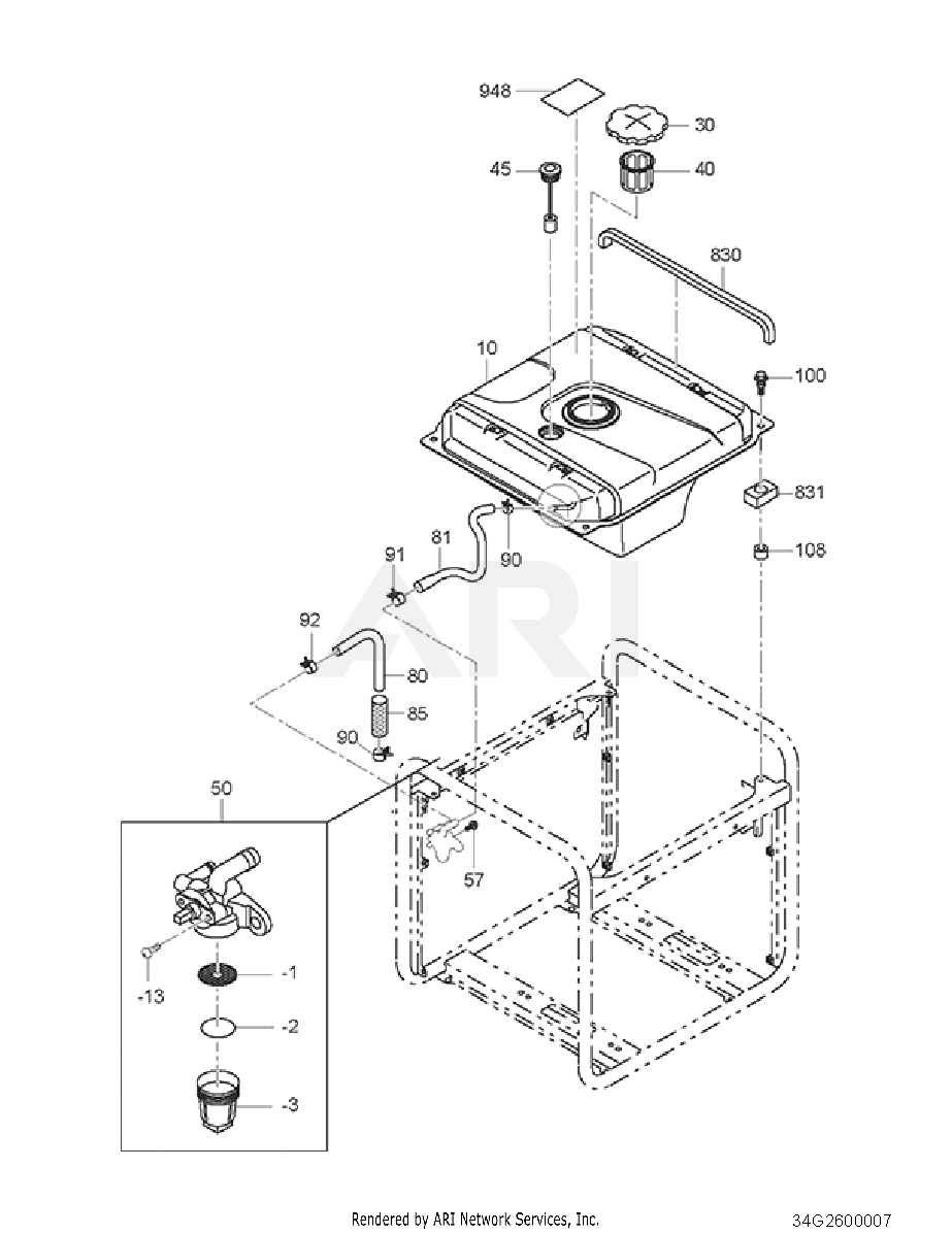 2600 Fuel And Lubricant Diagram and Parts List for RAS28017010  Subaru Generator