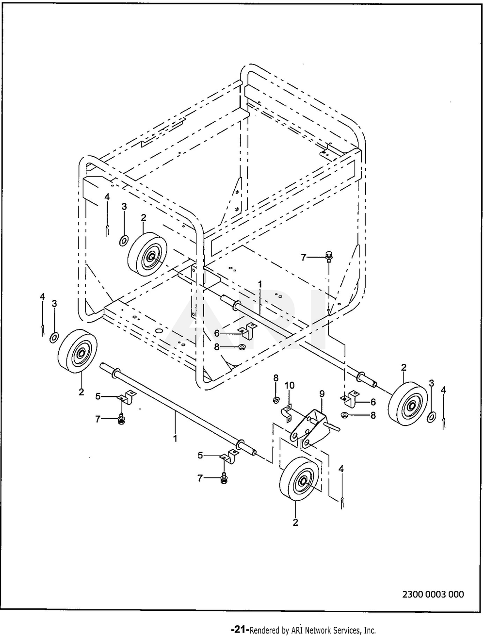 2300 4 Wheel Kit Diagram and Parts List for RGV10K77010  Subaru Generator