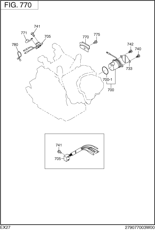 Electric Device Diagram and Parts List for EX270D10240 EX270 Subaru Engine