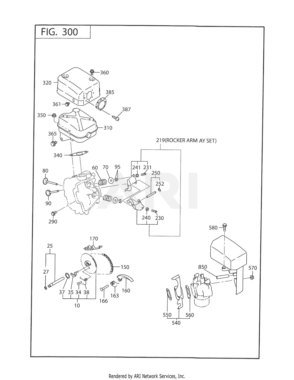 300 Intake And Exhaust Diagram and Parts List for 170DT1012  Subaru Engine