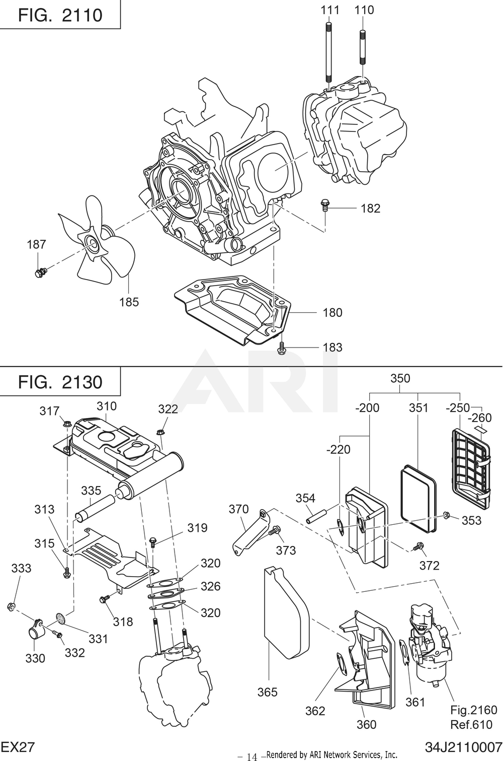 2130 Engine Diagram and Parts List for RAS43023510  Subaru Generator
