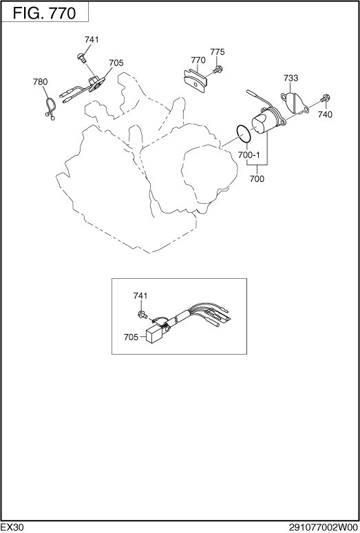 Electric Device Diagram and Parts List for EX300DS2070 EX300 Subaru Engine
