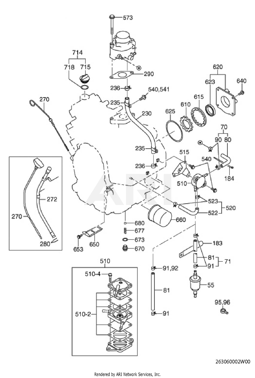 600 Fuel And Lubricant Diagram and Parts List for EH650DC2471  Subaru Engine