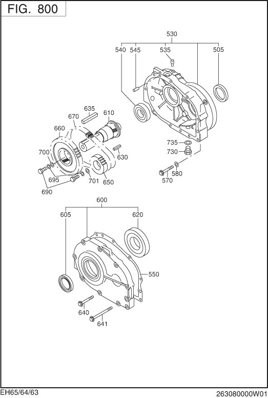 Reduction,clutch Group Diagram and Parts List for EH650DCR003 EH650 Subaru Engine