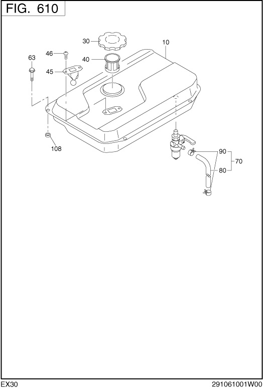Fuel Lubricant Diagram and Parts List for EX300DS2070 EX300 Subaru Engine