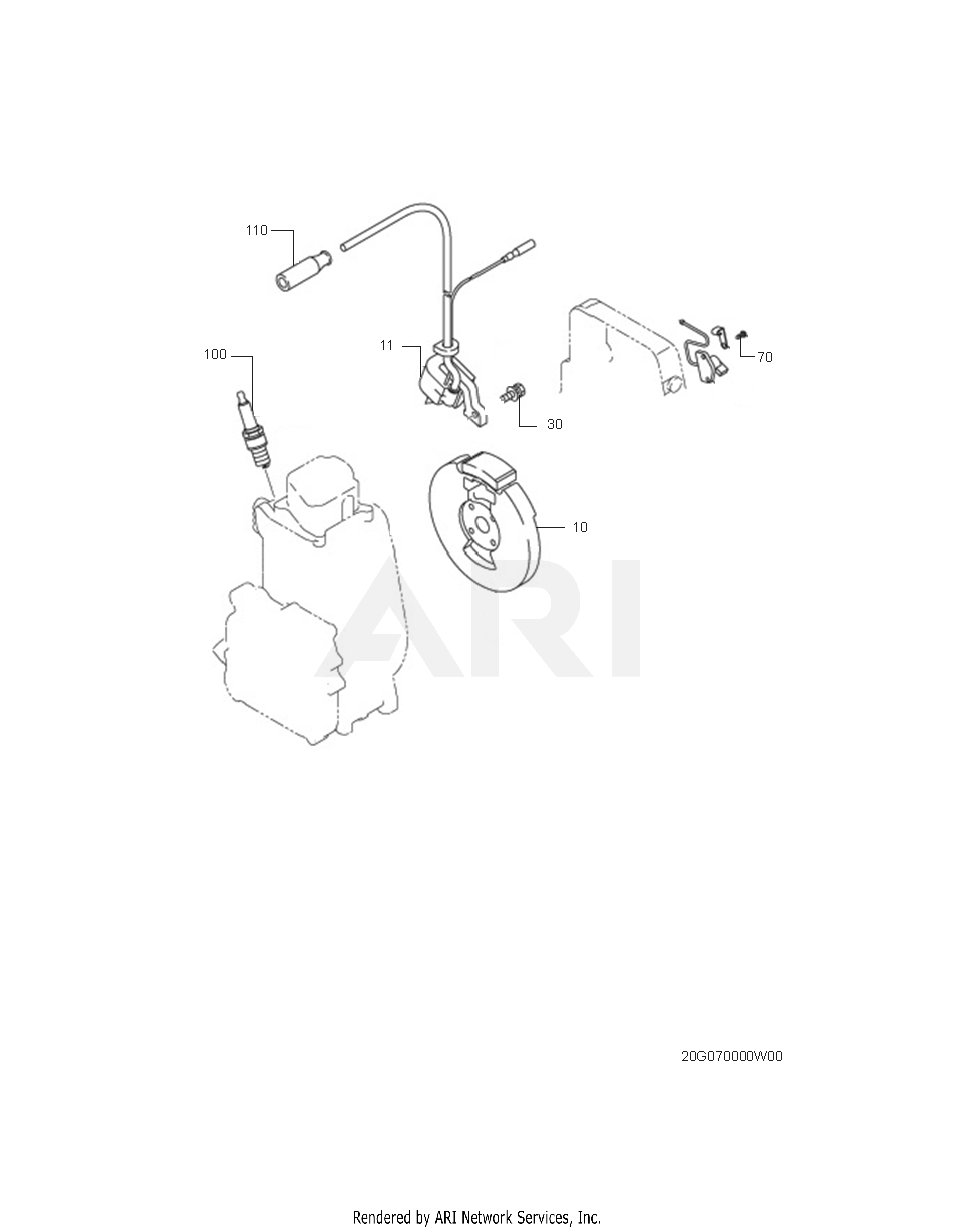 700 Electric Device Diagram and Parts List for EH100F47011  Subaru Engine