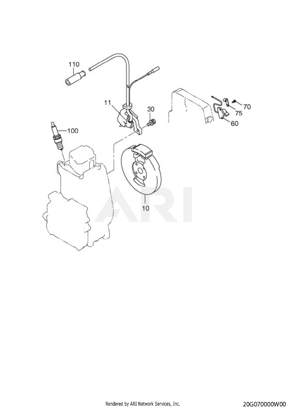 700 Electric Device Diagram and Parts List for EH100F47000  Subaru Engine