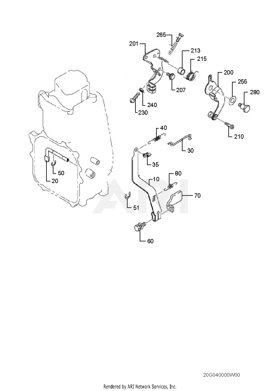 400 Governor Diagram and Parts List for EH100F47011  Subaru Engine