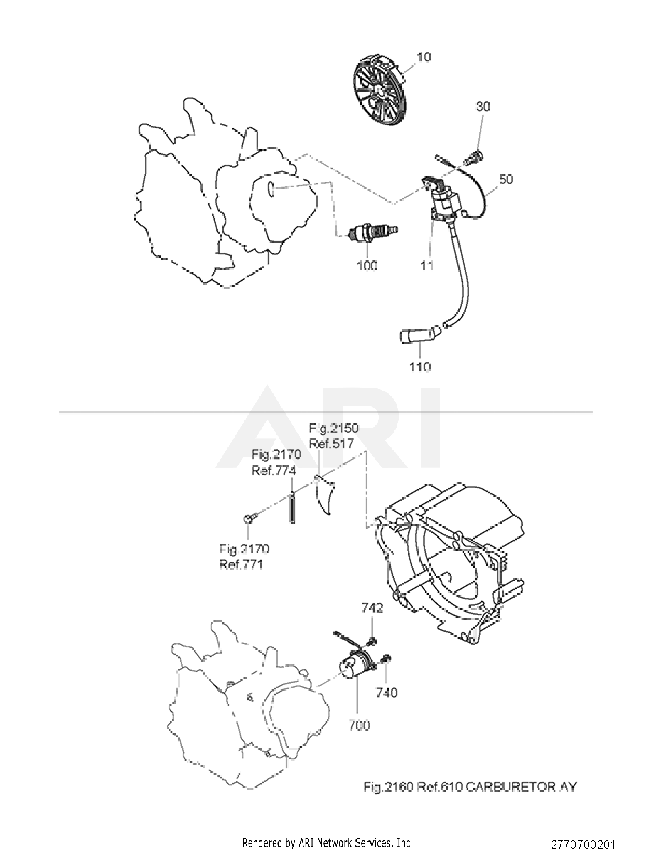 700 Electric Device Diagram and Parts List for RAS28017010  Subaru Generator