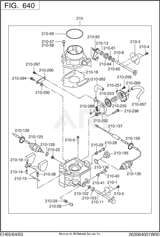 640 Carburetor Diagram and Parts List for EH650DC0201  Subaru Engine