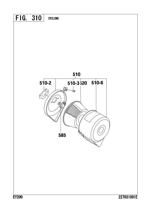 Intake,exhaust Group Diagram and Parts List for EY200BC0500 EY200 Subaru Engine