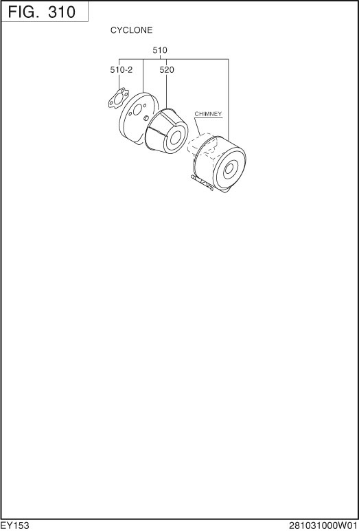 Intake Exhaust Diagram and Parts List for EY153DC0530 EY153 Subaru Engine
