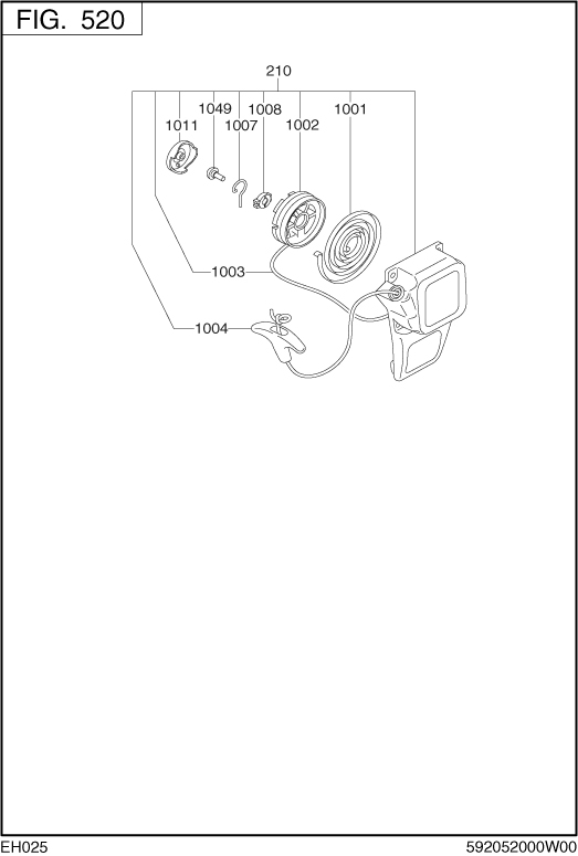 Cooling,starting Diagram and Parts List for EH025PA1205 EH025 Subaru Engine