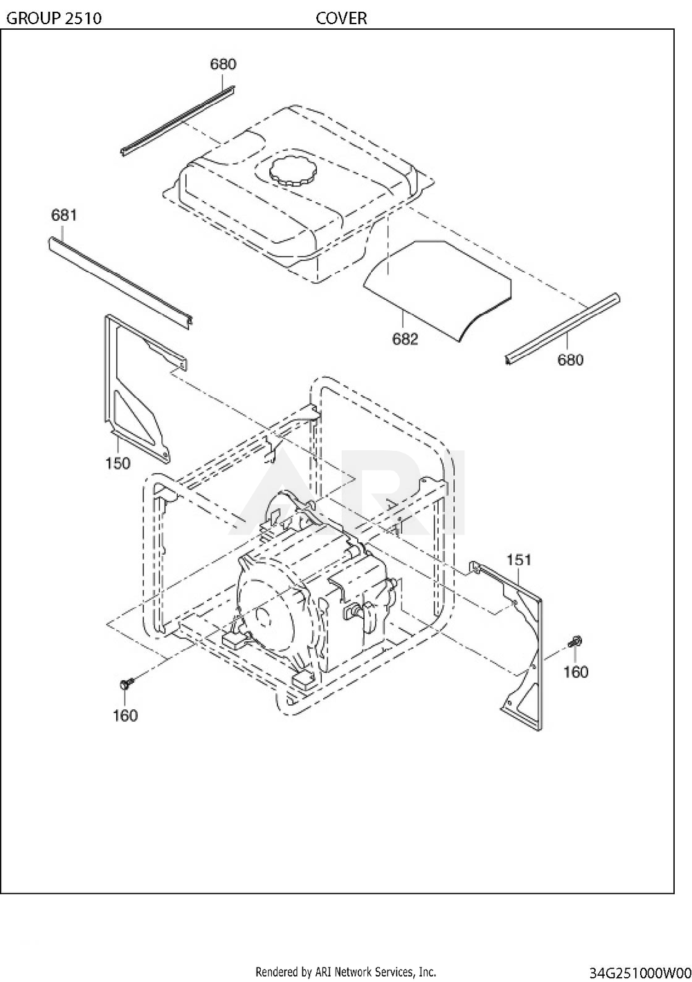 2510 Cover Diagram and Parts List for RAS28023030  Subaru Generator