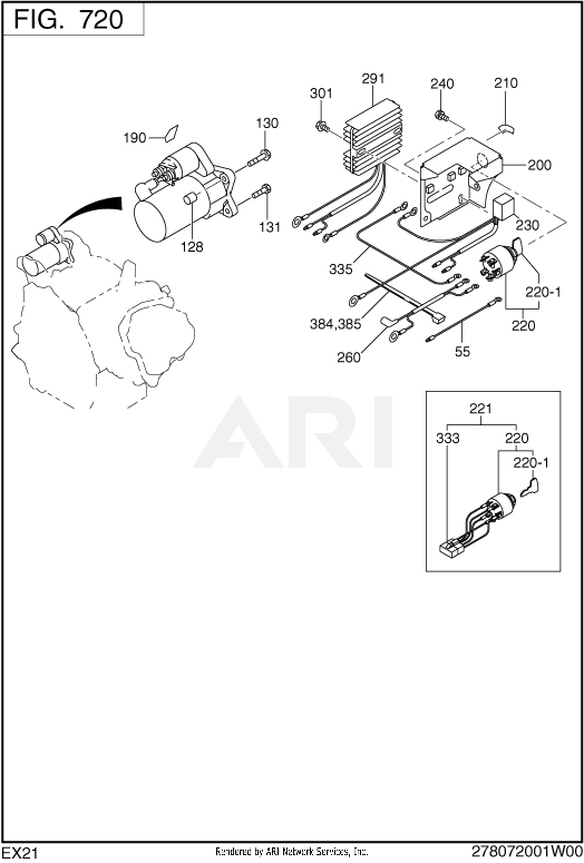 720 Electric Device Diagram and Parts List for EX210LD2012  Subaru Engine
