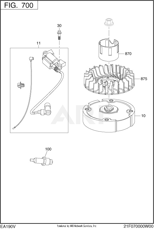 700 Electric Device Diagram and Parts List for EA190V50011  Subaru Engine