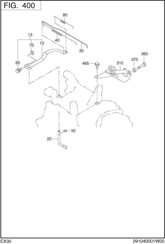 Governor Operation Diagram and Parts List for EX300DS2070 EX300 Subaru Engine