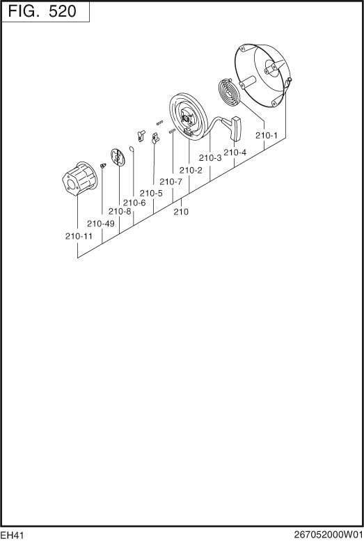 Cooling,starting Diagram and Parts List for EH410D65543 EH410 Subaru Engine