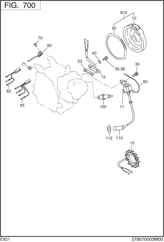 Electric Device Diagram and Parts List for EX210D41010 EX210 Subaru Engine