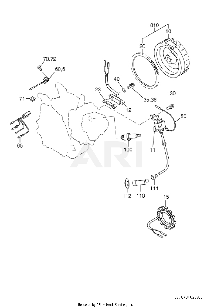 700 Electric Device Diagram and Parts List for EX170D00170  Subaru Engine