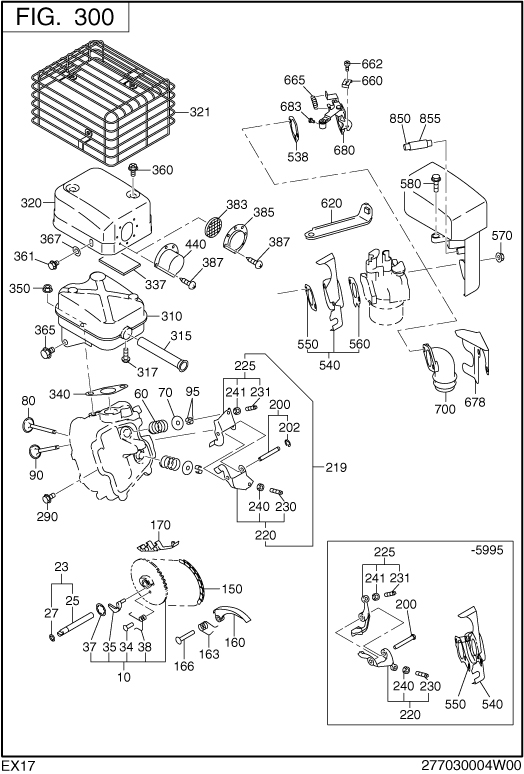 Intake Exhaust Diagram and Parts List for EX170D40022 EX170 Subaru Engine