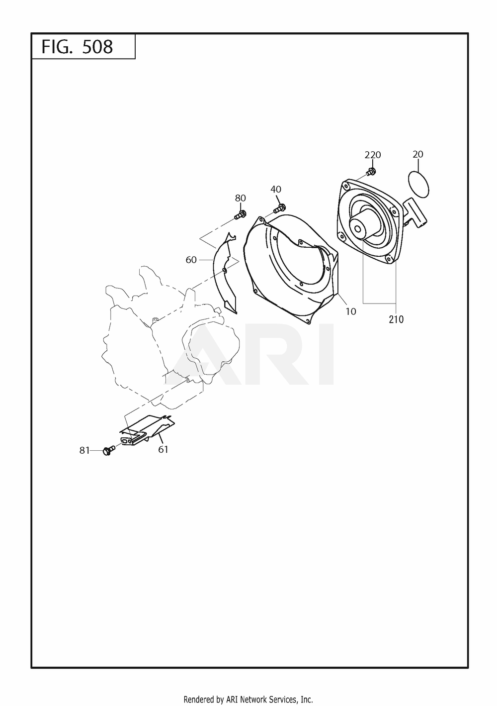 500 Cooling And Starting Diagram and Parts List for 170DT1111  Subaru Engine