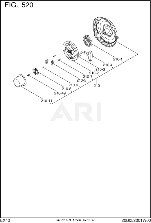 520 Cooling And Starting Diagram and Parts List for EX400D51011  Subaru Engine