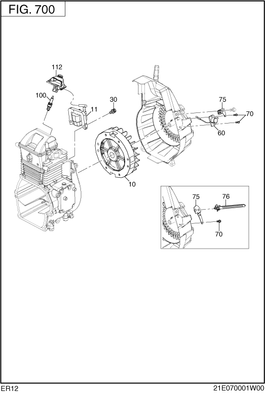 Electric Device Group Diagram and Parts List for ER120D41000 ER120 Subaru Engine
