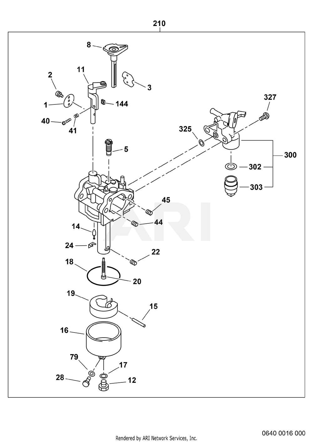 640 Carburetor Diagram and Parts List for 170DST030  Subaru Engine